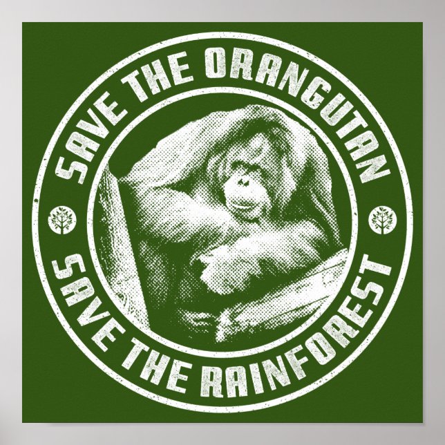 AFFICHE ENREGISTREZ L'ORANGUTAN ENREGISTREZ LA FORÊT DE PL (Devant)