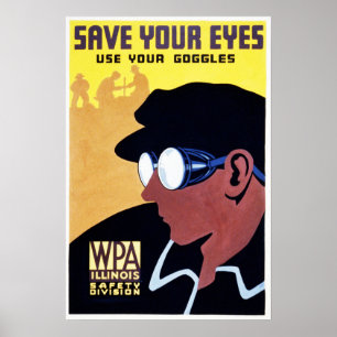 Affiche ENREGISTREZ VOS YEUX Utilisez vos lunettes Old Ill