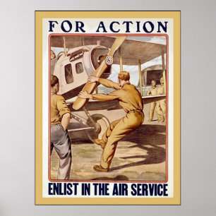 Affiche Enrôlez dans l'affiche WW1 vintage de ~ de service