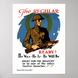 Affiche Enrôlez pour l'infanterie -- WWI