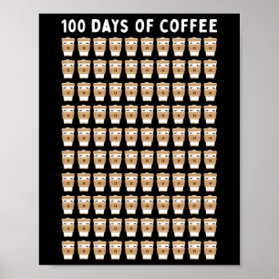 Affiche Enseignant 100 tasses de café École du 100e jour