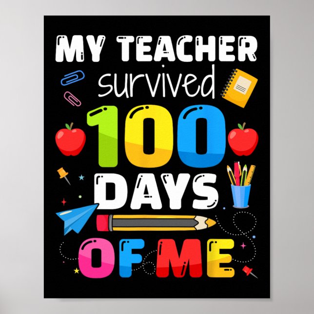 Affiche Enseignant A Survécu 100 Jours De Moi Pour 100E Jo (Devant)