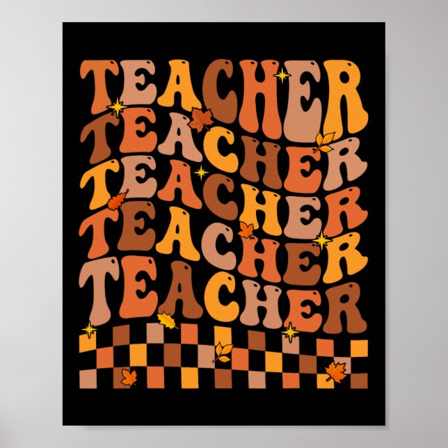 Affiche Enseignant Automne Vibes Retour À L'École Maple Le (Devant)