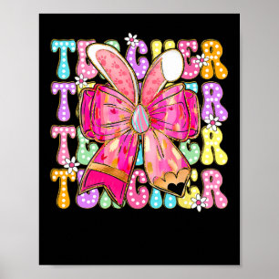 Affiche Enseignant Bunny Coquette Bow Pencil Bunny Jour de