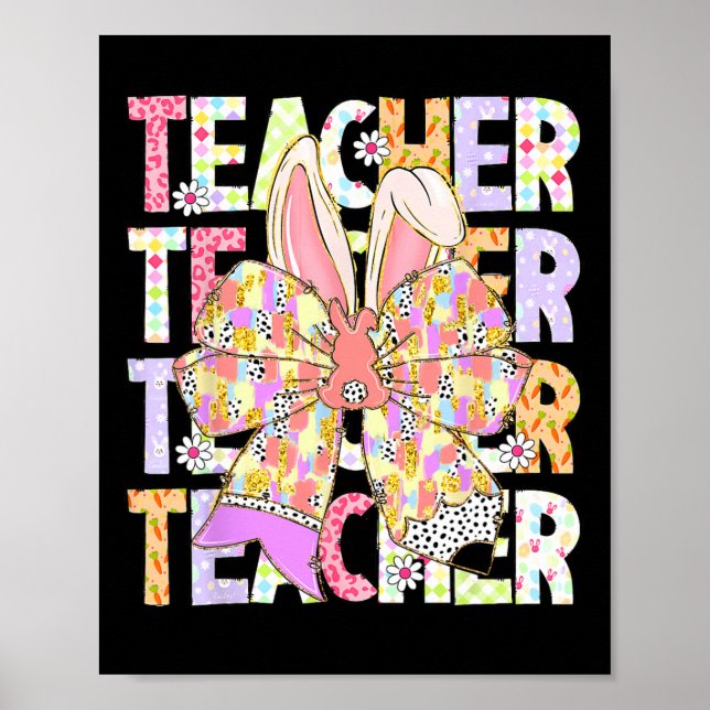 Affiche Enseignant Bunny Coquette Bow Pencil Bunny Jour de (Devant)