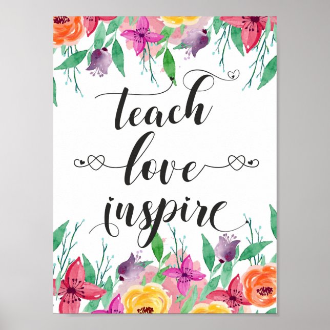 Affiche Enseignant Cadeau Enseigner Amour Inspirer Citatio (Devant)