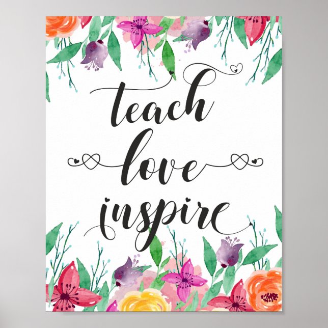 Affiche Enseignant Cadeau Enseigner Amour Inspirer Citatio (Devant)
