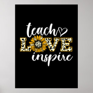 Affiche Enseignant Cadeau Enseigner Amour Inspirer Leopard