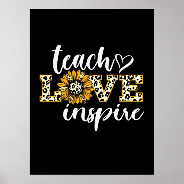 Affiche Enseignant Cadeau Enseigner Amour Inspirer Leopard (Devant)
