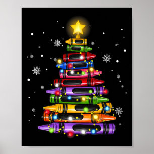 Affiche Enseignant Crayon Christmas Tree Lights Ecole étud
