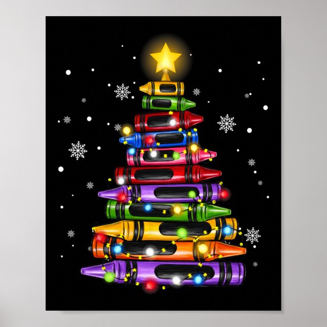 Affiche Enseignant Crayon Christmas Tree Lights Ecole étud (Devant)