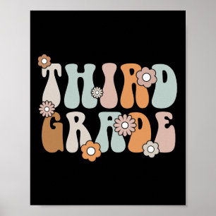 Affiche Enseignant de 3e année Boho Flower Retour à l'écol