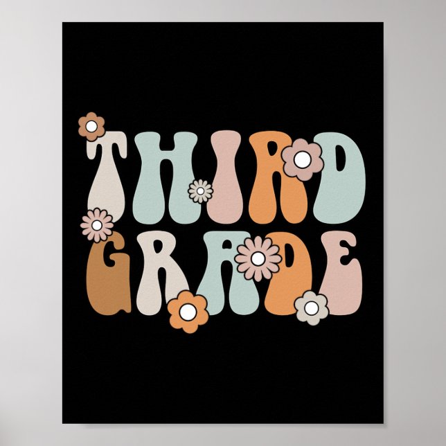 Affiche Enseignant de 3e année Boho Flower Retour à l'écol (Devant)