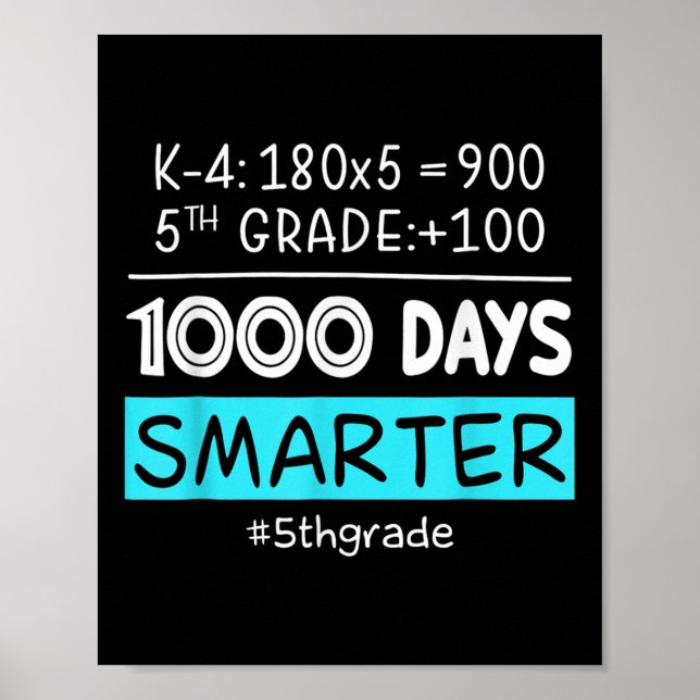 Affiche Enseignant de 5e année 1000 Jours Plus intelligent (Devant)