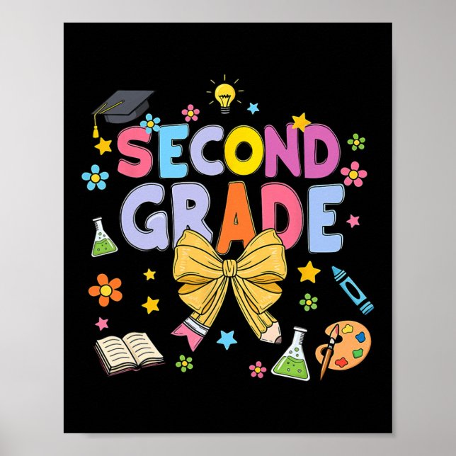 Affiche Enseignant de deuxième année enfants Coquette Bow  (Devant)