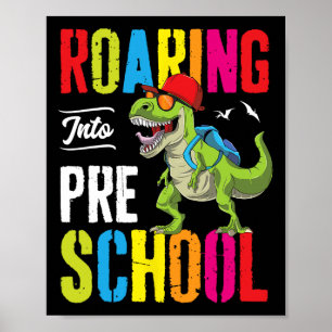 Affiche Enseignant de dinosaures de maternelle qui rugit B