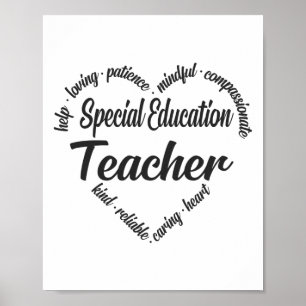 Affiche Enseignant de l'éducation spéciale Coeur Mot Cloud