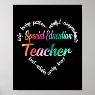 Affiche Enseignant de l'éducation spéciale Coeur Mot Cloud