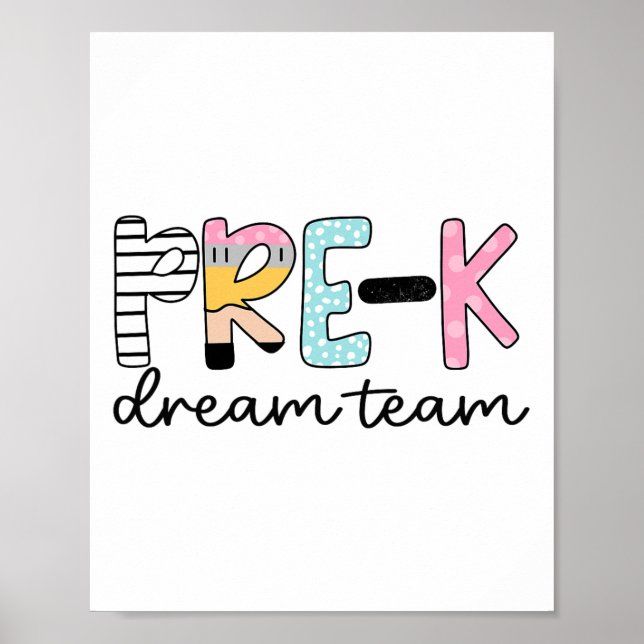 Affiche Enseignant de maternelle de l'équipe de rêve pré-m (Devant)