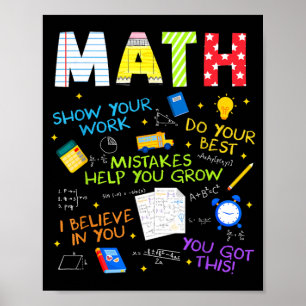 Affiche Enseignant de mathématiques positif et motivant po