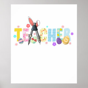 Affiche enseignant de Pâques, rétro, vintage