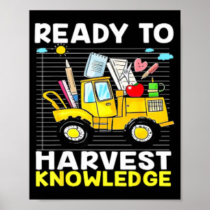 Affiche Enseignant de rentrée scolaire tracteur agricole e