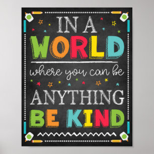 Affiche Enseignant en classe Décor scolaire Be Kind Signer