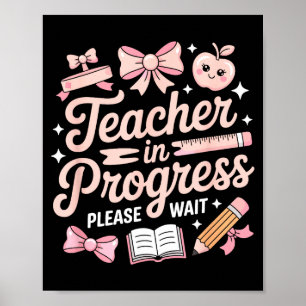 Affiche Enseignant en formation noeud papillon rose veuill
