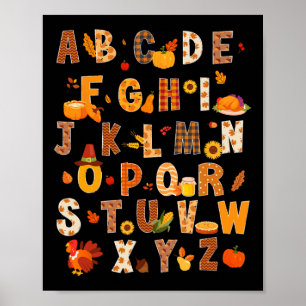 Affiche Enseignant Enfants Alphabet Turquie Citrouille Aut