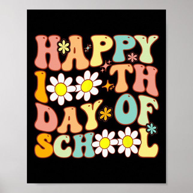 Affiche Enseignant Enfants Retro Super 100 Jours Joyeux 10 (Devant)