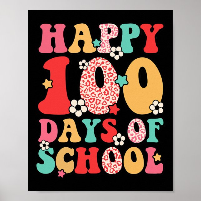 Affiche Enseignant Enfants Retro Super 100 Jours Joyeux 10 (Devant)