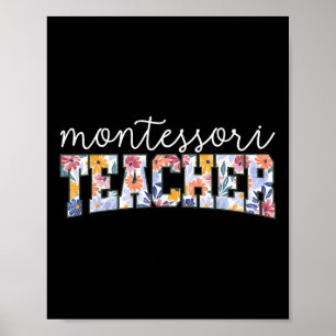Affiche Enseignant instructeur éducateur Montessori floral