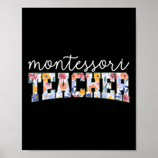 Affiche Enseignant instructeur éducateur Montessori floral