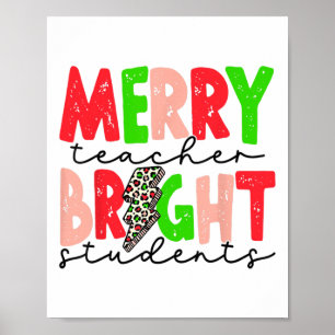 Affiche Enseignant Joyeux Rétro Élèves Lumineux Noël Amusa