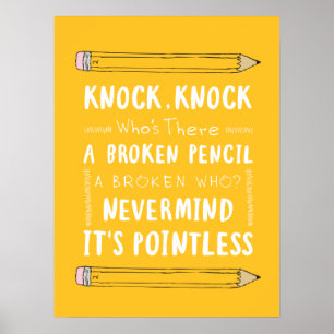 Affiche Enseignant Knock Blagues crayon Puns Humour enfant