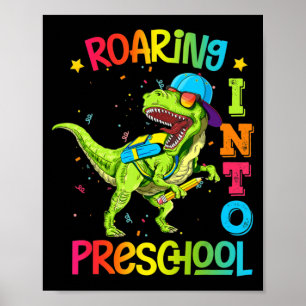 Affiche Enseignant Pré K Retour À L'École Préscolaire Dino