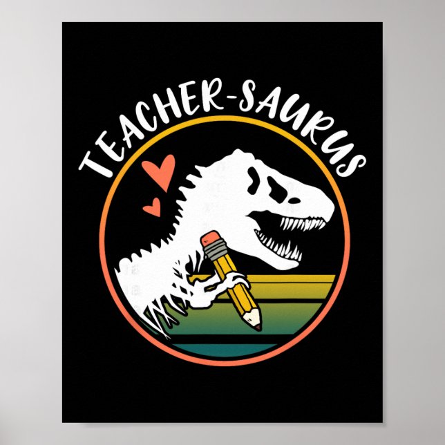 Affiche Enseignant-saurus Drôle Dinosaure Enseignant Desig (Devant)