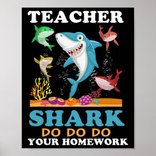 Affiche Enseignant Shark Faites vos devoirs