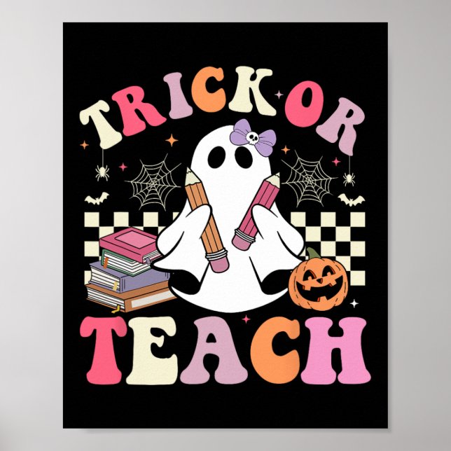 Affiche Enseignant super Halloween Trick Ou Enseigner Retr (Devant)