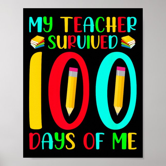 Affiche Enseignant Survécu 100 Jours De Moi 100ème Jour De (Devant)