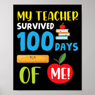 Affiche Enseignant Survécu 100 Jours De Moi Amusant 100 Jo