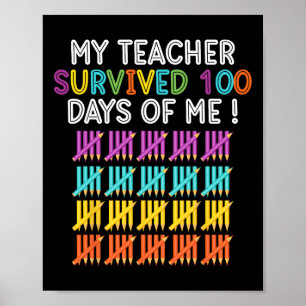 Affiche Enseignant Survécu 100 Jours De Moi Enseignant Fun