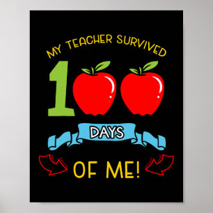 Affiche Enseignant Survécu 100 Jours De Moi Jardin D'Enfan