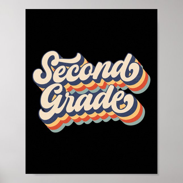 Affiche Enseignant vintage De Deuxième Année De Retour À L (Devant)