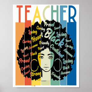 Affiche Enseignante femme noire Afro Rétro Cool Histoire d