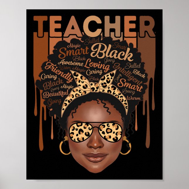 Affiche Enseignante noire afro intelligente afro-américain (Devant)