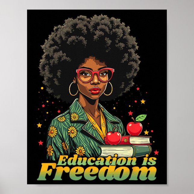 Affiche Enseignante noire Afro Retro Mois de l'histoire no (Devant)