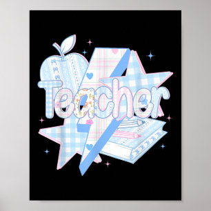 Affiche Enseignante Préparée Fleurie Coquette, Enseigner A