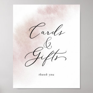 Affiche Enseigne à l'aquarelle rose   Carte et Cadeaux