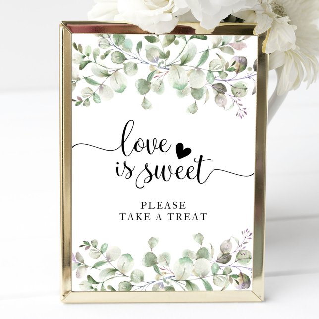 Affiche Enseigne Amour Vert Aquarelle Eucalyptus L'Amour e (Créateur téléchargé)